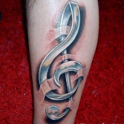 Tetování spojené s hudbou: náčrtky hudebních tetování. Tetování na straně a na krku, malá a velká. Tattoos pro muže a dívky 13868_4