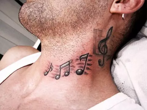 Tattoo assosiert med musikk: skisser av musikalske tatoveringer. Tatovering på hånden og på nakken, liten og stor. Tatoveringer for menn og jenter 13868_45