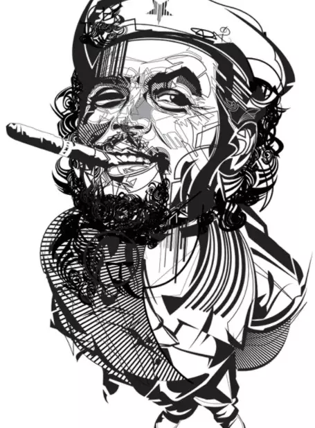Tattoo“Che Guevara”（31张照片）：Ernesto Che Guevara Tattoo，肩部和乳房的草图和款式概述，最好的想法 13875_13