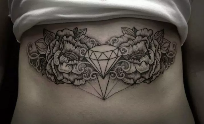 Tattoo s diamantmi: hodnota a náčrty diamantových tetovaní, tetovanie na ruke (na zápästí, na prstoch) a na krku, tetovanie diamuní pre dievčatá a pre mužov 13881_27