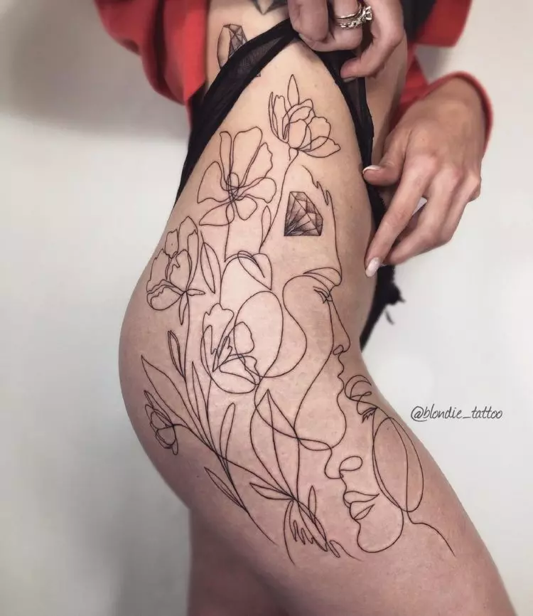 LinVork Tattoo: El için ince çizgilerle dövmeler, kızlar ve diğer kadınlar için 