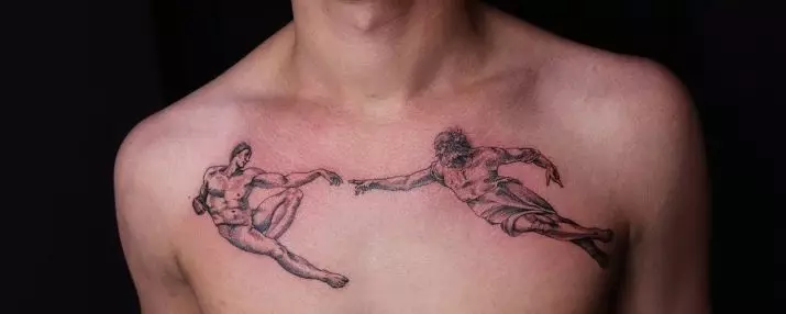 纹身“创造亚当”：纹身的价值，两只手互相伸展，胸部纹理，胸部（在边缘上）和身体的其他部位 13898_6