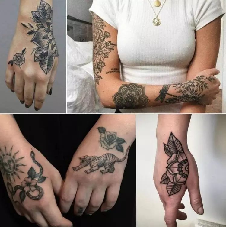Tatuaj la îndemână (66 fotografii): schițe, plămâni mici și tatuaj mare. Caste simple și stele frumoase, zâmbet și floare, cărți și alte idei 13913_2
