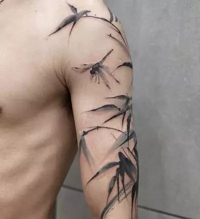 Tatuagem com libélula (47 fotos): o valor das tatuagens para meninas e para homens, esboços da mini-tatuagem e grande tatuagem no pulso e nas costas, no ombro e em outras partes do corpo 13916_37