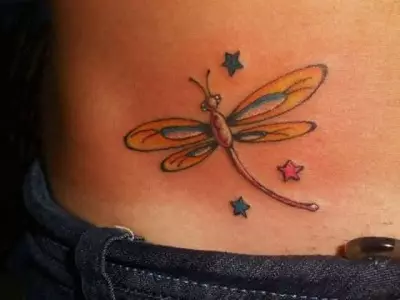 Tattoo ma Dragonfly (4 44 ata): O le aoga o Tato mo teine ​​ma alii, ata o le mini-tattoo ma tele, luga o le tauau o le tino 13916_38