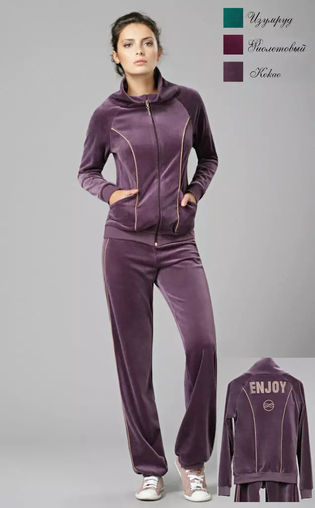 Vellar Women's Sports Suits (95 photos): Costumes of large sizes from velor, branded and rhinestones, in black 1391_78