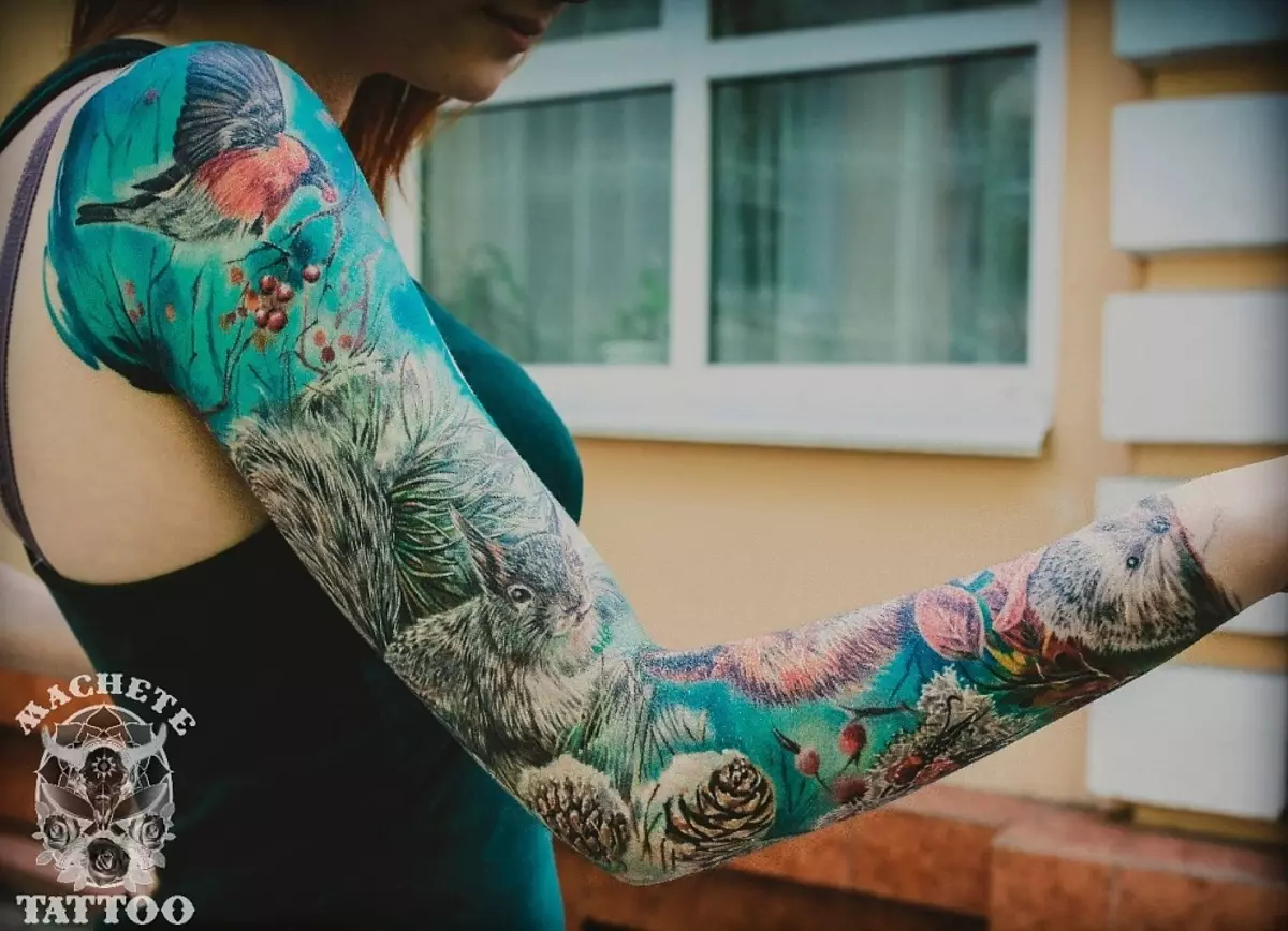 Tattoo Sleeve (74 mga larawan): Paano mangolekta ng 