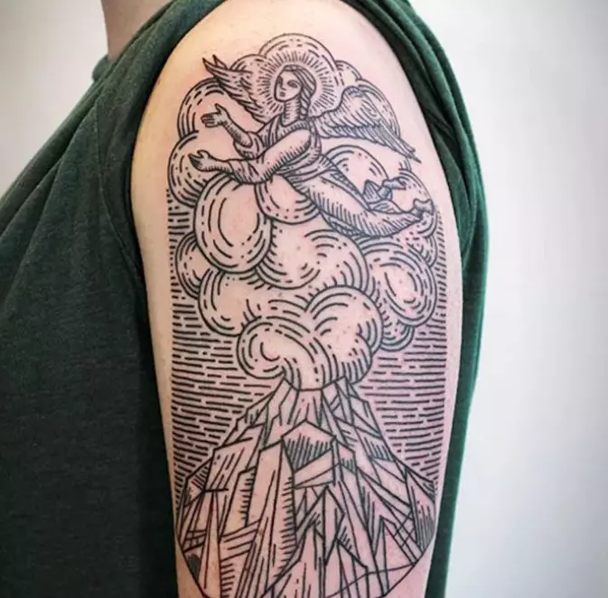 Tatuatge gravat: esbossos de tatuatges, compta amb un estil de gravat, un tatuatge en forma de mànigues i altres opcions dibuixos 13929_13