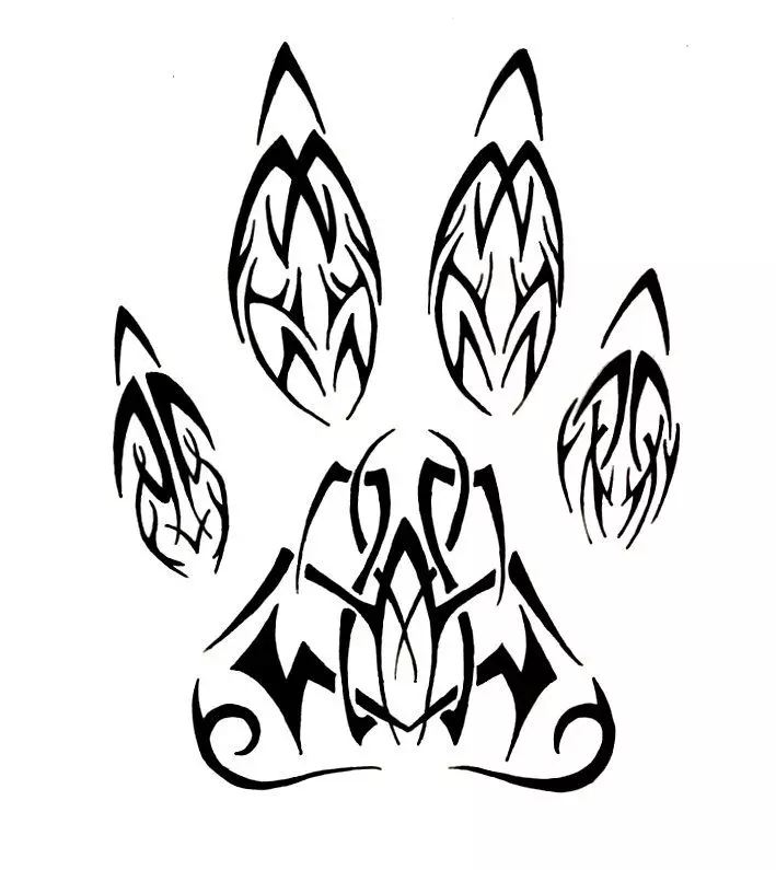 Тату «Лапа вовка»: ескізи вовчого сліду. Значення татуювання для чоловіків. Нанесення на кисть руки і інші частини тіла 13930_12