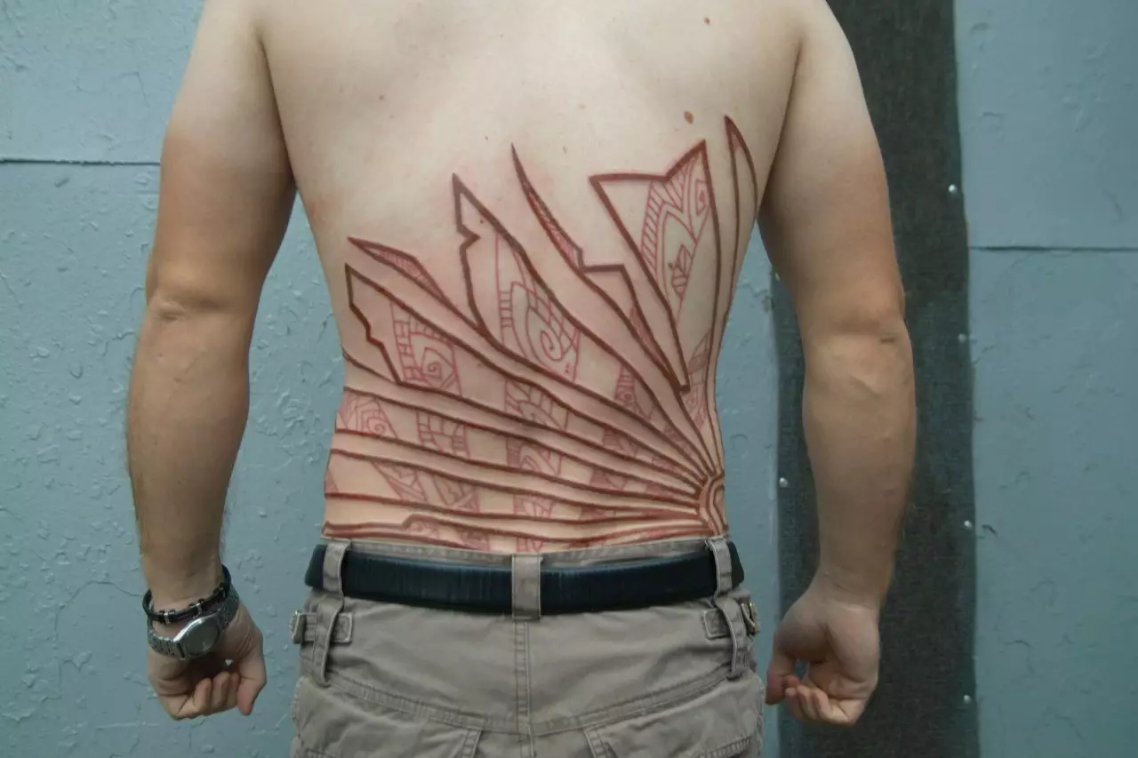 Tattoo na spodnjem delu hrbta (54 fotografij): skice lepih tetovaž, majhnih in velikih. Kaj misliš s tem? Modne in nenavadne tattoo, ljubitelji, zvezde in drugi 13938_2