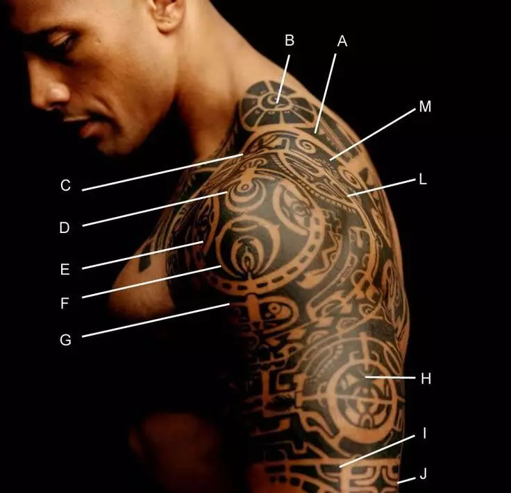 Samoa Tattoo: Sketches Samoan Tattoos û wateya wan, taybetmendî û vebijarkên ji bo Tattoo 13942_10