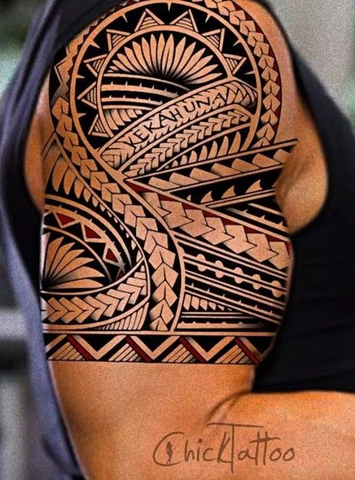 Samoa Tattoo: Sketse van Samoa Tattoos en hul betekenis, funksies en opsies vir Tattoo 13942_6