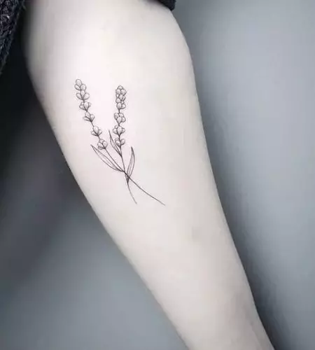 Tattoo s levanduľníkom: hodnota tetovania pre dievčatá a pre mužov, náčrty. Tetovanie na ruke a na kosti, na nohe a na zápästí, na rebrách a na iných častiach tela 13943_20