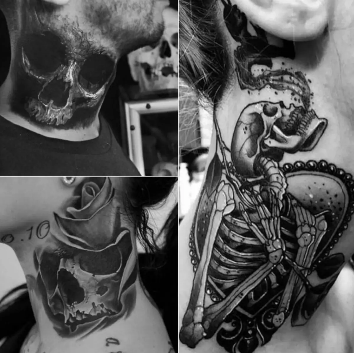 Tatuaje en el cuello (67 fotos): bocetos, inscripciones en el cuello de la espalda y pequeño tatuaje en la garganta en frente, estrellas y hermosas flores en el lateral, otros tatuajes geniales 13945_17