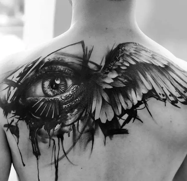 Tattoo „Auge“: Skizzen und Werte. Tattoos „Öko“ auf der Hand (auf der Bürste) und auf der Rückseite, auf dem Bauch und Brust. „Third Eye“ und anderes Tattoo für Männer und Mädchen 13947_40