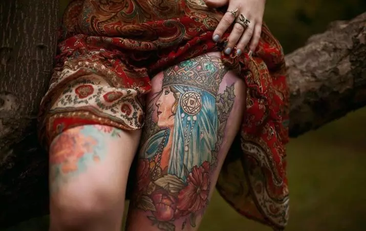 Tattoo Charms meitenēm: tarifu tetnismanu nozīme sievietēm no ļaunajām acīm un bojājumiem, tetovējums uz rokas uz rokas un uz citām ķermeņa daļām 13951_10