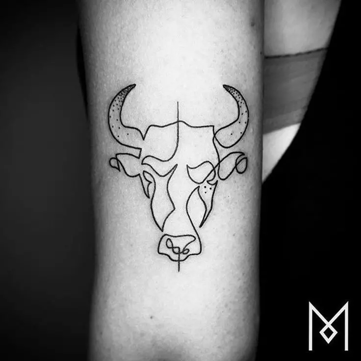 Unu linio Tattoo: skizoj de vizaĝaj tatuoj en unu linio stilo kaj aliaj ebloj. Malgranda kaj granda tatuo, iliaj signifoj 13953_14