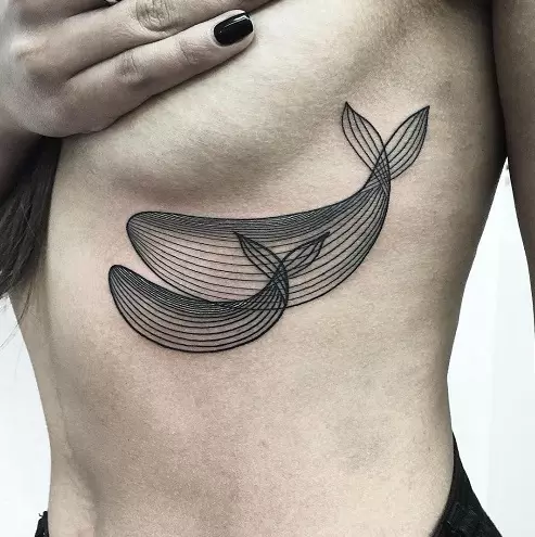 Tattoo whales: tatuoinnit ja luonnokset, tatuointi tytöille ja miehille. Tatuointi kädessä ja kylkiluut, siniset ja valkoiset valaat. Pikku ja suuret tatuoinnit 13963_18