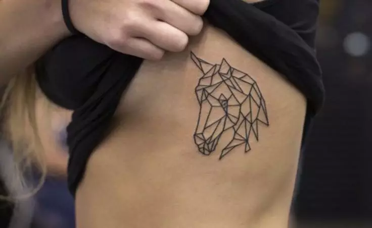 Tattoo s konji: skice in vrednost tetovaže, tattoo konji za dekleta in za moške, tattoo na roki in na hrbtni strani, lobanja konj in ognjevinke konj, druge možnosti 13974_19