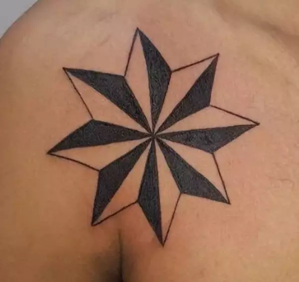 Tattoo cu stele (76 fotografii): Valoarea tatuajelor. Tatuaj pe mâna lui pe încheietura mâinii și pe deget, pe piept și pe alte părți ale corpului printre fete și bărbați. Cinci stele și altele 13977_31