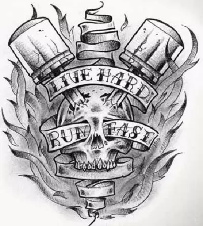 Tattoo for motorcyclists: motorcycle and other biker tattoos, sketches. Tattoo on your hand on the brush and on other parts of the body for men bikers 13978_16