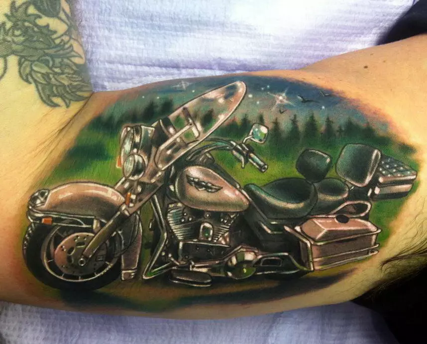Tattoo for motorcyclists: motorcycle and other biker tattoos, sketches. Tattoo on your hand on the brush and on other parts of the body for men bikers 13978_42