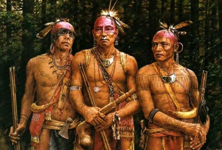 Indėnų tatuiruotės: actekai ir kiti Indijos tatuiruotės, vyrų ir moterų eskizai ir vertybės. Tatuiruotė rankovių ir žavesio pavidalu 13989_2