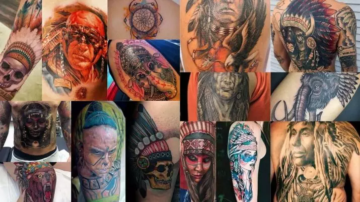 Indėnų tatuiruotės: actekai ir kiti Indijos tatuiruotės, vyrų ir moterų eskizai ir vertybės. Tatuiruotė rankovių ir žavesio pavidalu 13989_6