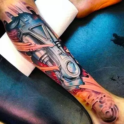 3D Tattoo (55 صورة): للبنات وله ورجال، اسكتشات العناكب وغيرها، والأكمام على اليد والوشم على الساقين، على الظهر وعلى الفخذ، على الكتف وعلى أجزاء أخرى من الجسم 13990_15