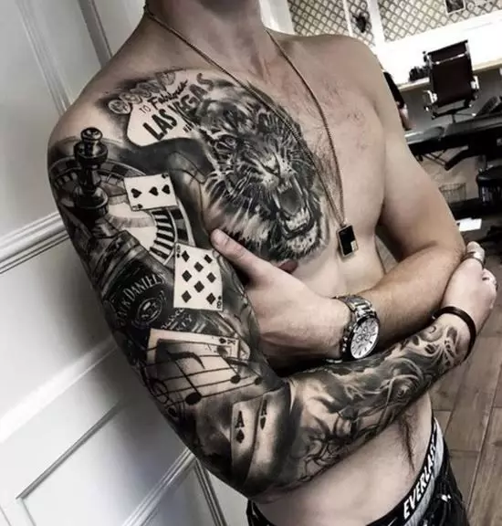 3D Tattoo (55 kuvaa): Tytöt ja miehet, Spiders ja muut, hihat käsi ja tatuointi jalat, takana ja reiteessä, olkapäässä ja muissa kehon osissa 13990_47