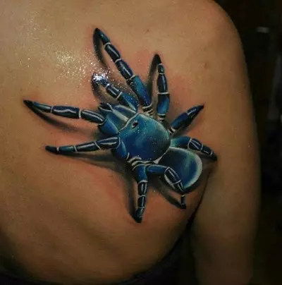 3D татуировка (55 снимки): за момичета и за мъже, скици на паяци и други, ръкави на ръка и татуировка на краката, на гърба и на бедрото, на рамото и върху други части на тялото 13990_49