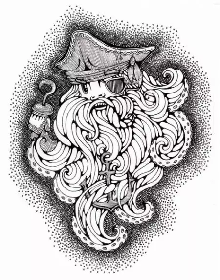 紋身“海盜”：海盜紋身的含義。與加勒比海的草圖，帶頭骨和旗幟，其他想法。紋身在肩部，胸部和身體的其他部位 13991_22