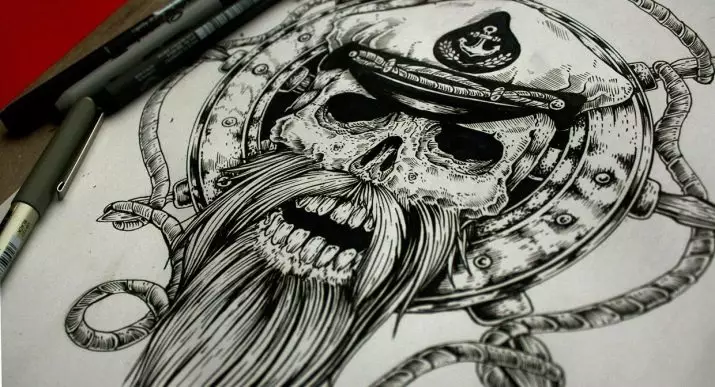 タトゥー「海賊」：海賊タトーの意味頭蓋骨と旗、その他のアイデアを持つカリブ海とスケッチします。肩、胸、その他の体のタトゥー 13991_26