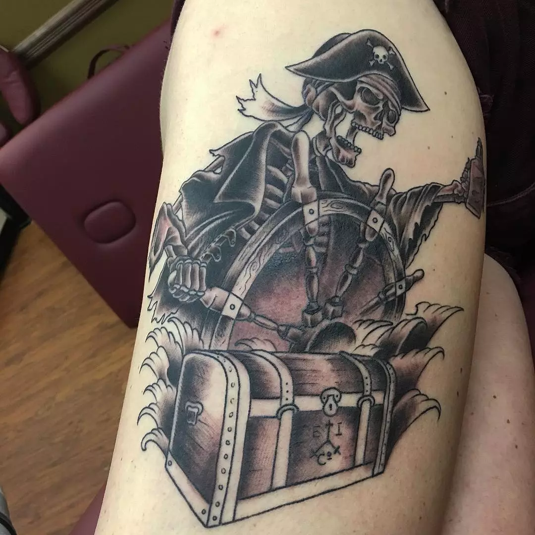 タトゥー「海賊」：海賊タトーの意味頭蓋骨と旗、その他のアイデアを持つカリブ海とスケッチします。肩、胸、その他の体のタトゥー 13991_4