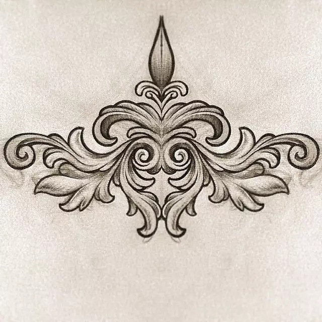 Baroque Tattoo: Skýringar karla og falleg húðflúr með mynstur fyrir stelpur. Tattoo 