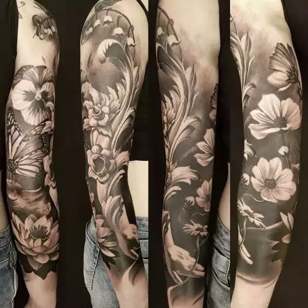 Tato Barok: Sketsa pria dan tato yang indah dengan pola untuk anak perempuan. Tattoo 