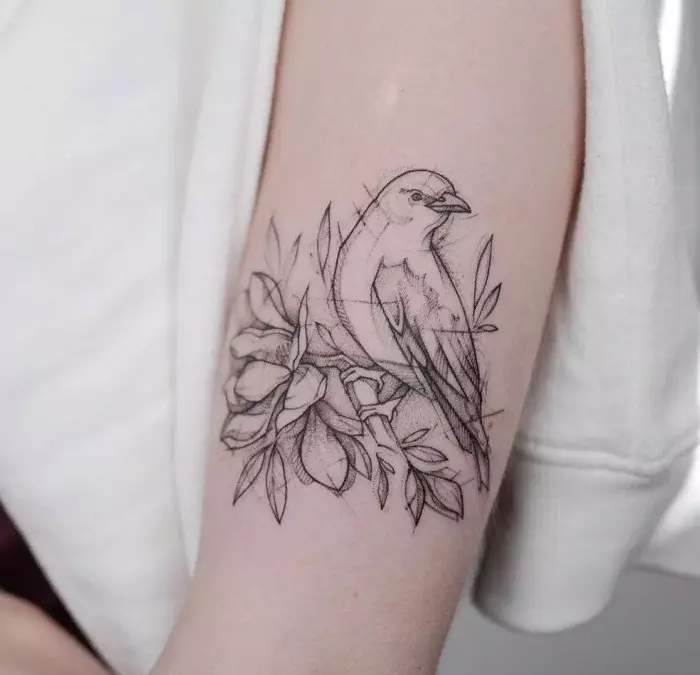 Grafisk Tatovering: Tatovering Sketches med blomster til piger, Sleeve og andre eksempler tatovering for Hands (underarm, børster) og skulder med dyr, Månen, hjerte og Bird 13997_10