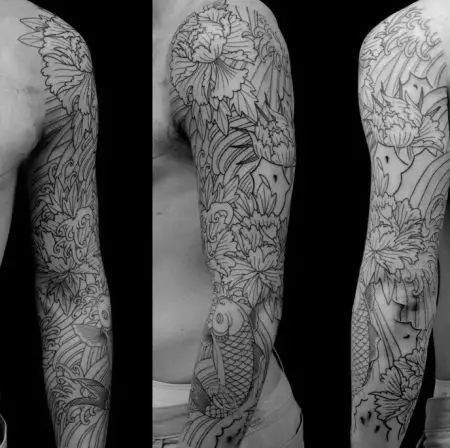 Grafisk Tatovering: Tatovering Sketches med blomster til piger, Sleeve og andre eksempler tatovering for Hands (underarm, børster) og skulder med dyr, Månen, hjerte og Bird 13997_30