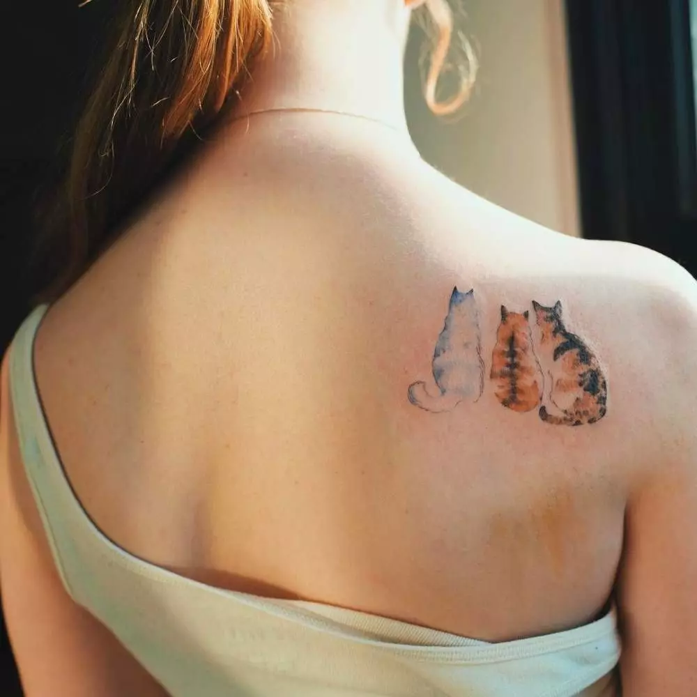 Tatuointi terät (45 kuvaa): luonnokset tatuoinnit, merkinnät ja kukat, kissat ja muut alkuperäisimmät kauniimmat tatuoinnit, pienet ja suuret yksinkertaiset tatuoinnit 14011_17