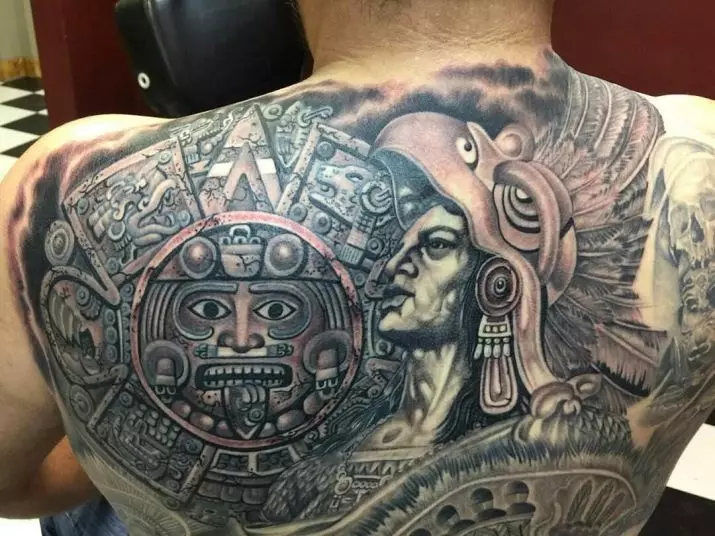 Maya Tattoo: Skice tetovaže v stilu indijcev plemena. Pomen. Koledar, vzorci in druge dodatne risbe 14013_11