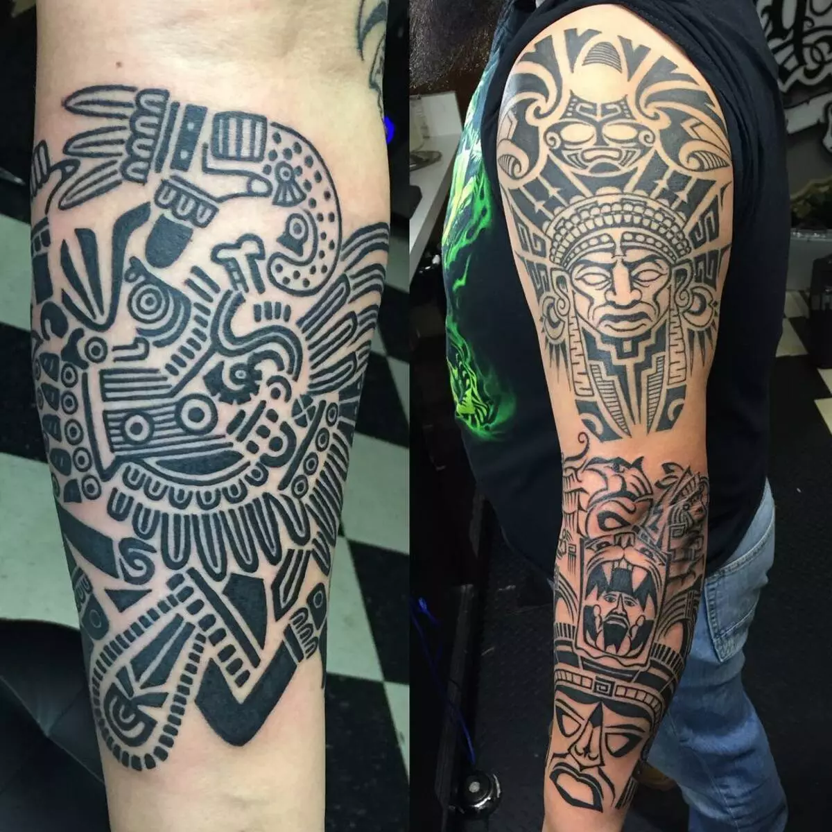 Maya Tattoo: Skice tetovaže v stilu indijcev plemena. Pomen. Koledar, vzorci in druge dodatne risbe 14013_13