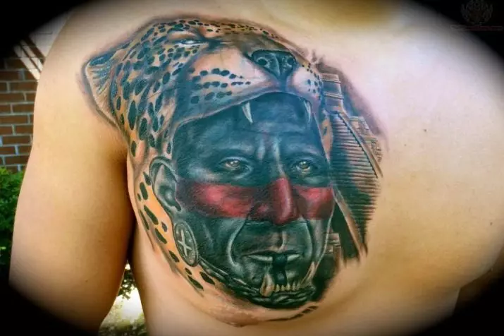 Maya Tattoo: Skice tetovaže v stilu indijcev plemena. Pomen. Koledar, vzorci in druge dodatne risbe 14013_16