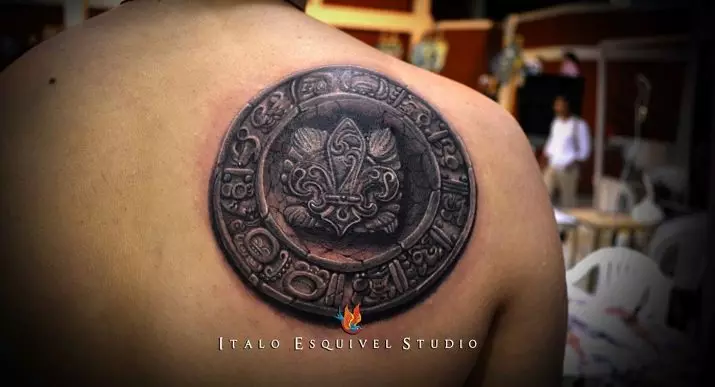 Maya tattoo: pasundayag sa mga patik sa estilo sa banay Indian. Kahulogan. Kalendaryo, Sumbanan ug uban pang mga dugang nga mga drowing 14013_17