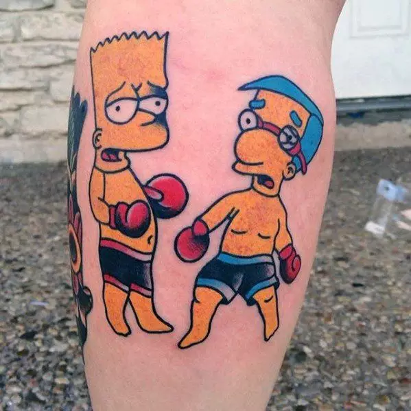 Simpsons tato: sketsa tato jeung Bart na Homer, Liza, Hideung jeung Bodas jeung lianna tato dina Hand, Dina Biwir na Awak bikang lianna 14020_6