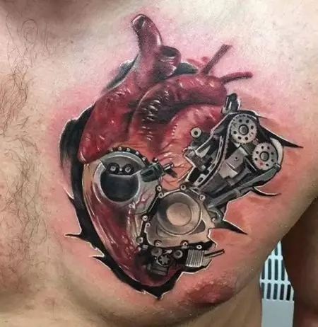 Tattoo of Heart (41 ფოტო): tattoos და მნიშვნელობა. Tattoo on მაჯის მხრივ და სხეულის სხვა ნაწილები. პატარა გატეხილი გული და სხვა ვარიანტი 14022_15