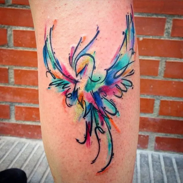 纹身“凤凰”（56张）：意义和素描，纹身手头鸟（在手腕上）和背部，大腿和腿部，肩膀上，并在其他区域。纹身凤凰和龙 14035_26