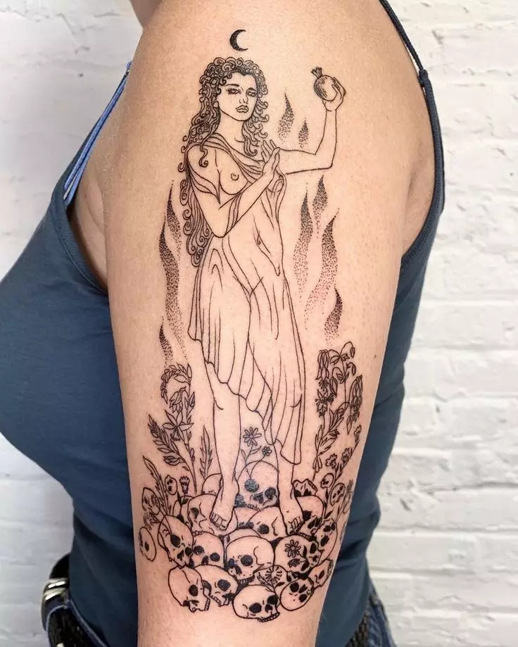 Tatuaxe grega: tatuaxes dos deuses da mitoloxía de Grecia e adornos, debuxos de tatuaxe no estilo grego antigo para homes e para nenas 14053_17