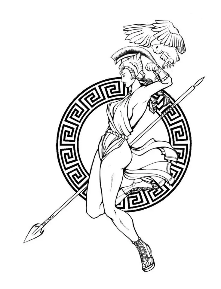 Greka tatuo: tatuoj de la dioj de la mitologio de Grekio kaj ornamaĵoj, skizoj tatuaj en antikva greka stilo por viroj kaj por knabinoj 14053_5