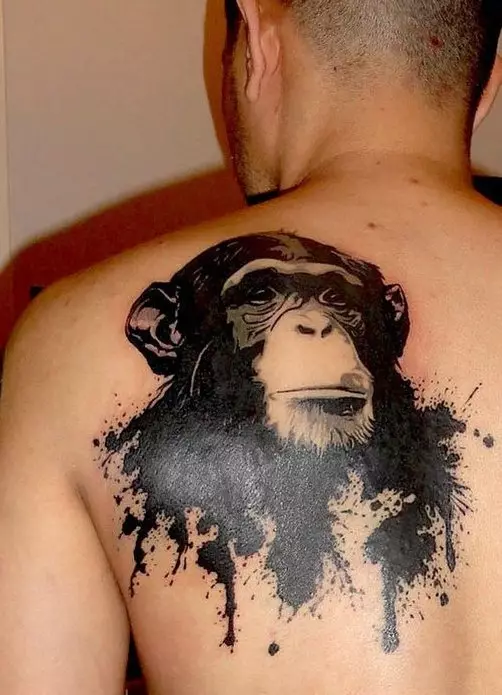TATTOO med aber: Værdien af ​​tatoveringer, tatovering på navlen og maven, på hånden og på brystet, eksempler på skitser, tatovering til mænd og for kvinder 14056_2