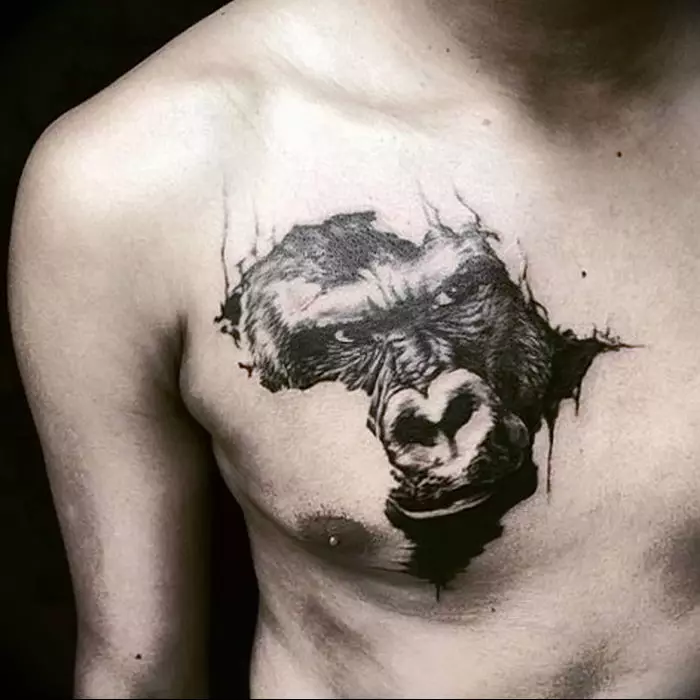 Tattoo med apekatter: Verdien av tatoveringer, tatovering på navlen og magen, på hånden og på brystet, eksempler på skisser, tatovering for menn og kvinner 14056_41